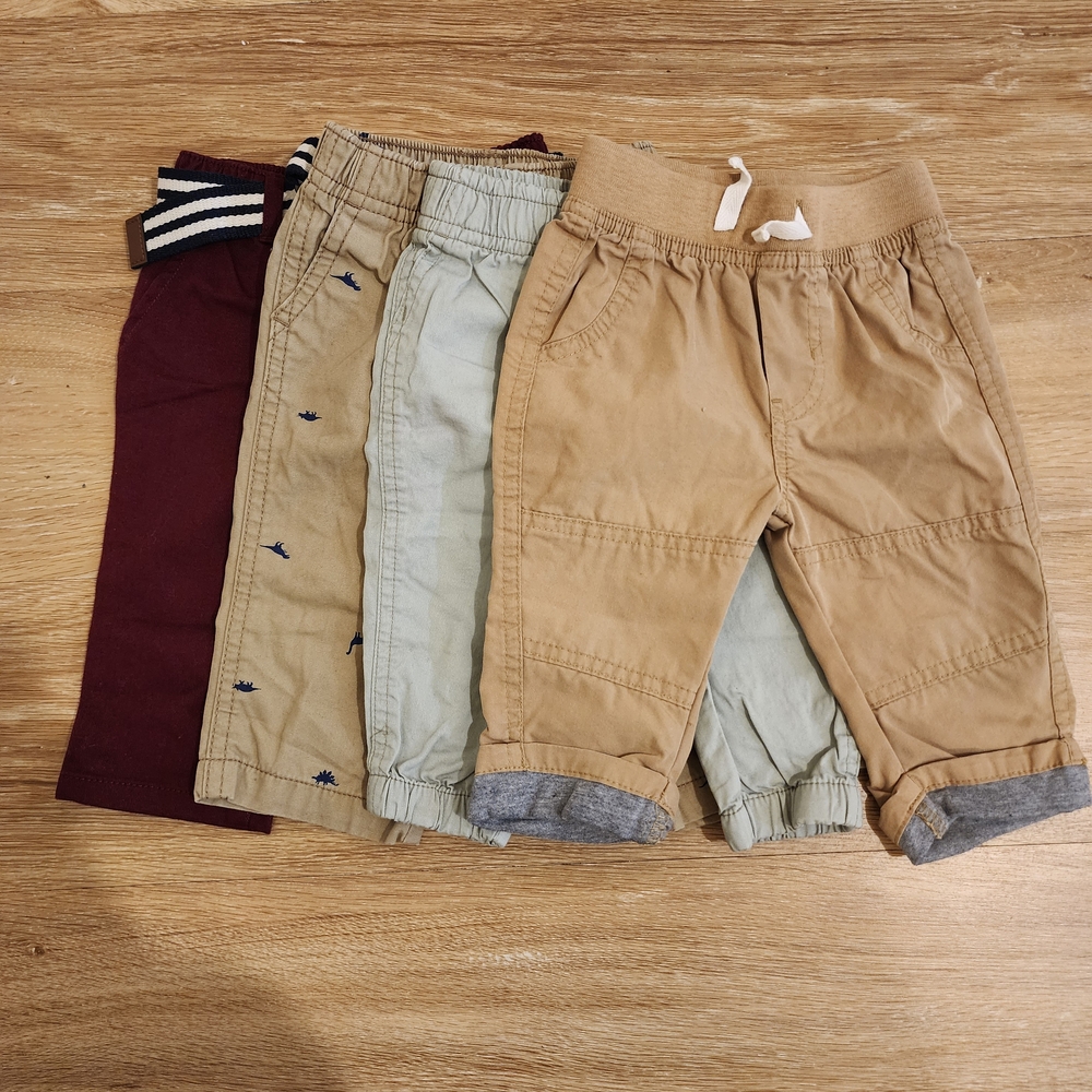 Stylish Kids Bottoms Set - Tan, Gray, and Maroon